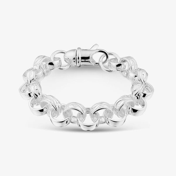 T. H. Baker Sterling Silver 12.5mm Patterned Belcher Bracelet S1076-09