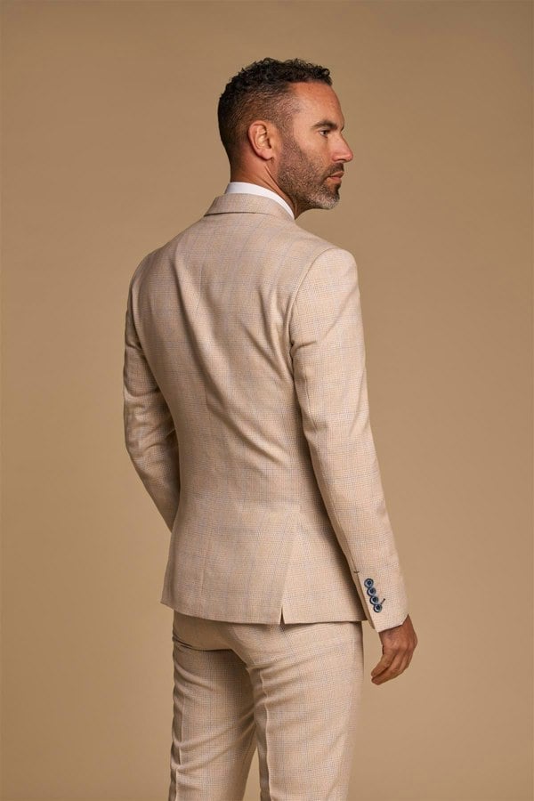 Caridi Beige Double Breasted Blazer Back