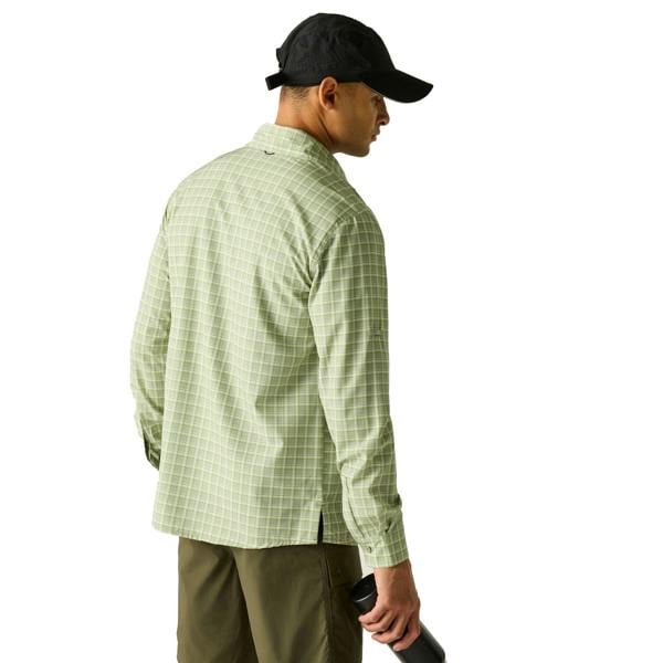 Regatta Mens Checked Insect Repellent Travel Shirt - Light Sage - 