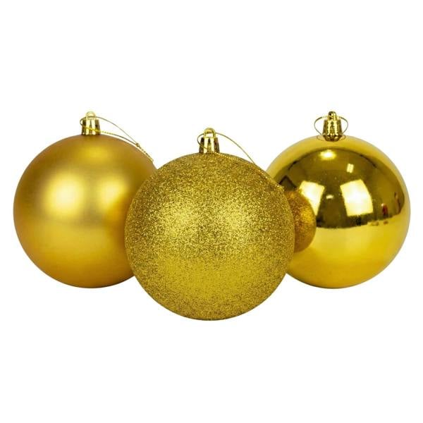 20cm & 25cm Dark Gold Christmas Baubles Set of 3 with Glossy, Matte and Glitter Finishes image 1