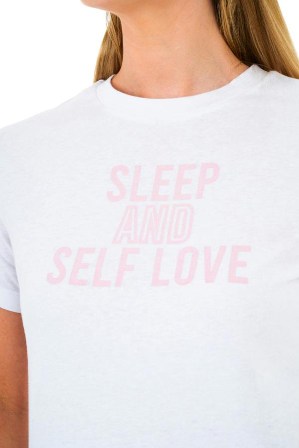 Smart Living Women's White & Pink Slogan Tee and Shorts Pyjama Set
