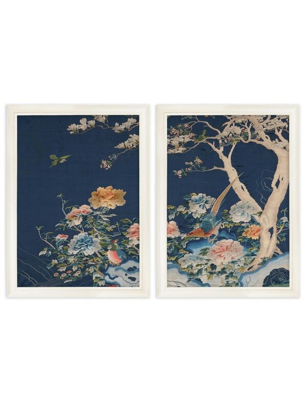 Exceptional Art Blue Blossom Trees Set of 2 - Ivory - Set of 2