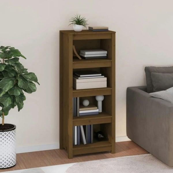 Berkfield Book Cabinet Honey Brown 50x35x125.5 cm Solid Wood Pine