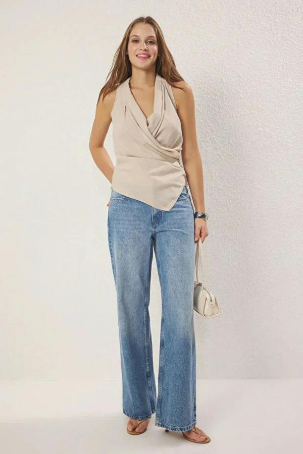 Hoxton Gal Modal Wrap-Front Woven Blouse