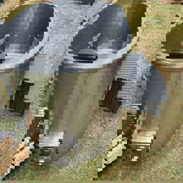 Layzee Living wood-fired  ofuro tub end view