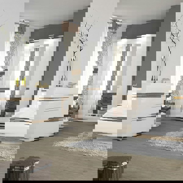 Furniture To Go Chelsea 4 Drawer Chest  in White with Oak Trim