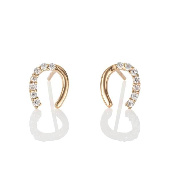 Gold Plated Lucky Horse Shoe Stud Earrings for Women - namana.london