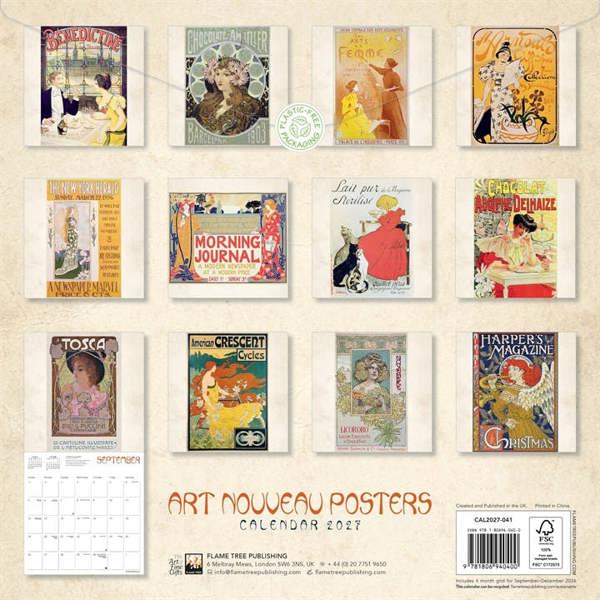 Art Nouveau Posters Calendar 2027, Wall Calendars, Month To View, Art, Gift