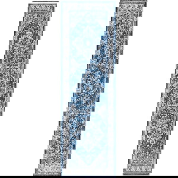 The Rugs Short-Pile Classic Medallion Blue Rug - Luxurious