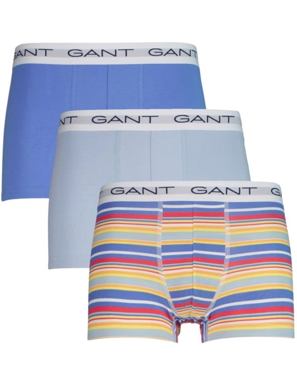 GANT 3-Pack Stripe Print Boxer Trunks, Perfect Blue