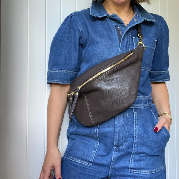 Scott-Samuel Large Leather BumBag / Sling Bag (Exposed Zips)