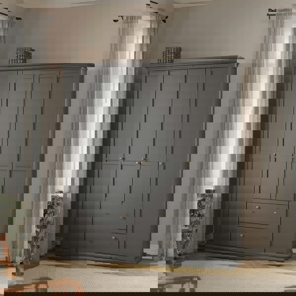 Furniture To Go Paris Wardrobe with 4 Doors and 2 Drawers in Matt Grey