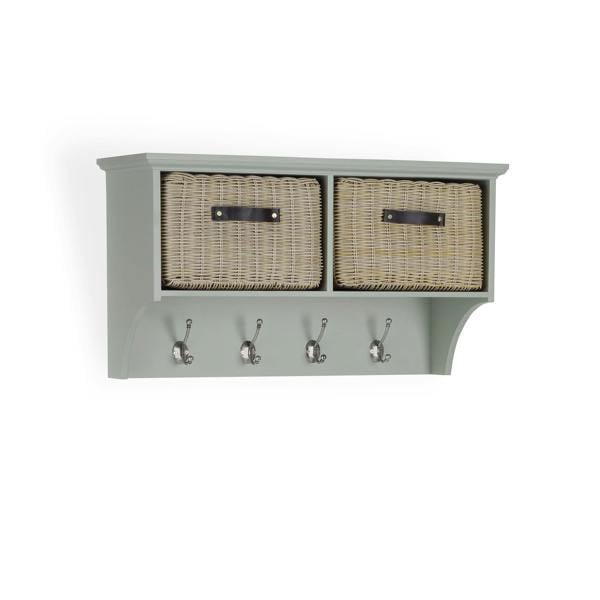 Statement Furniture Tetbury Wall Coat Rack with 2 Strong Storage Baskets. Assembled Hallway Storage Shelf