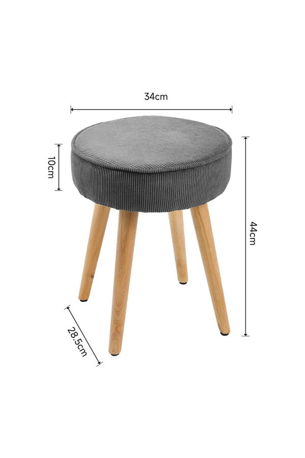 Living and Home Corduroy Round Footstool Dressing Stool