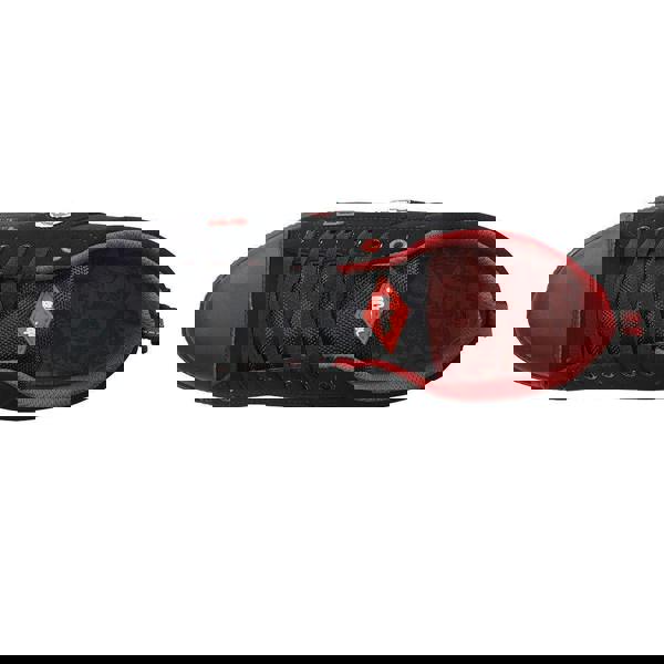 Lee Cooper Baseball Mens/Womens Steel Toe SB Work Lace Up Trainers, black and red steel toe work shoes with laces and cushioned interior.