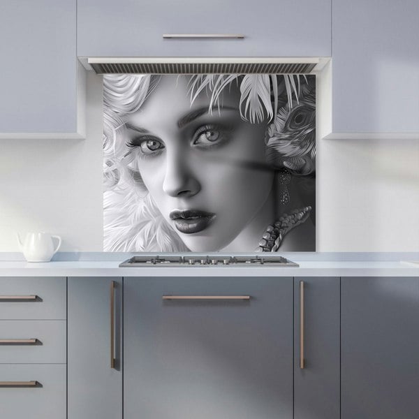 Warren Reed - Designer Glamorous Monochrome Diva Kitchen Splashback