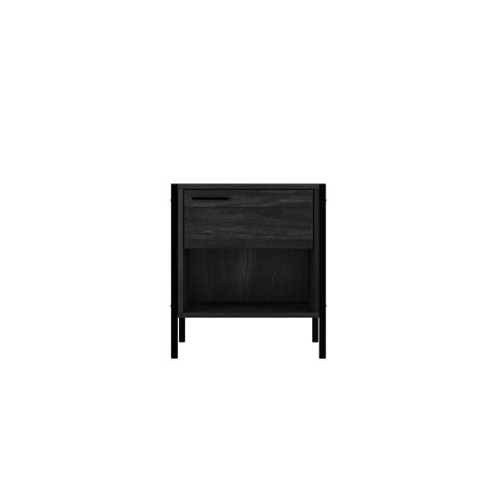 Wyld Haus Ireland Black Wood Effect Bedside Table 2 Drawers