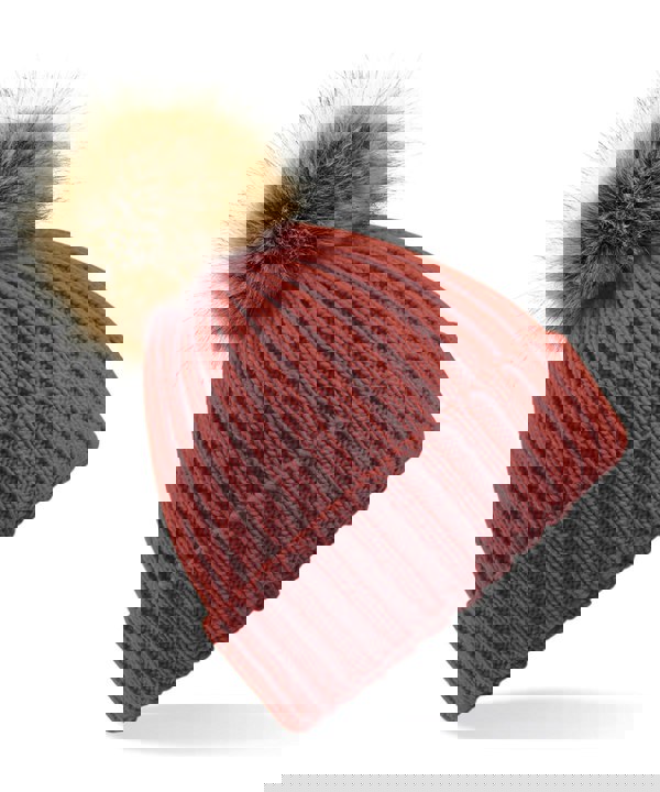 Beechfield Women's Snowfall Rib Knit Acrylic Pom Beanie {BC412}