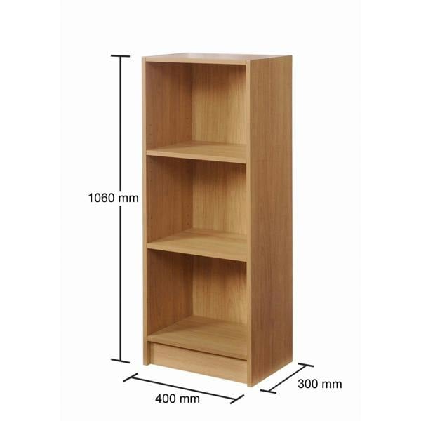 Timber Art Design 3 Tier Medium Narrow Bookcase Shelving Unit Living Room Office Bedroom