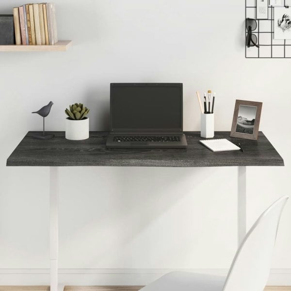 Berkfield Table Top Dark Grey 100x60x2 cm Treated Solid Wood Oak