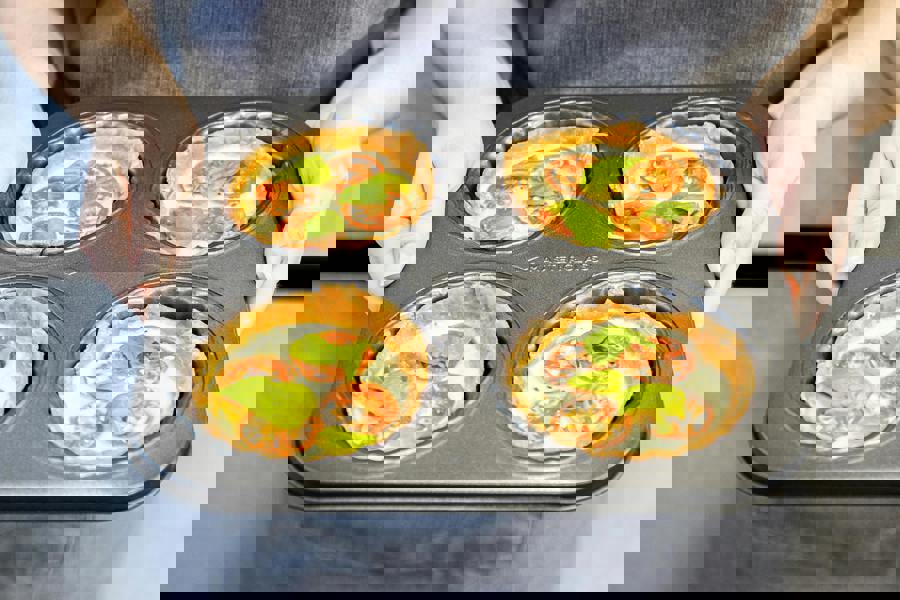 MasterClass Non-Stick Four Hole Loose Base Fluted Mini Tartlet Pan