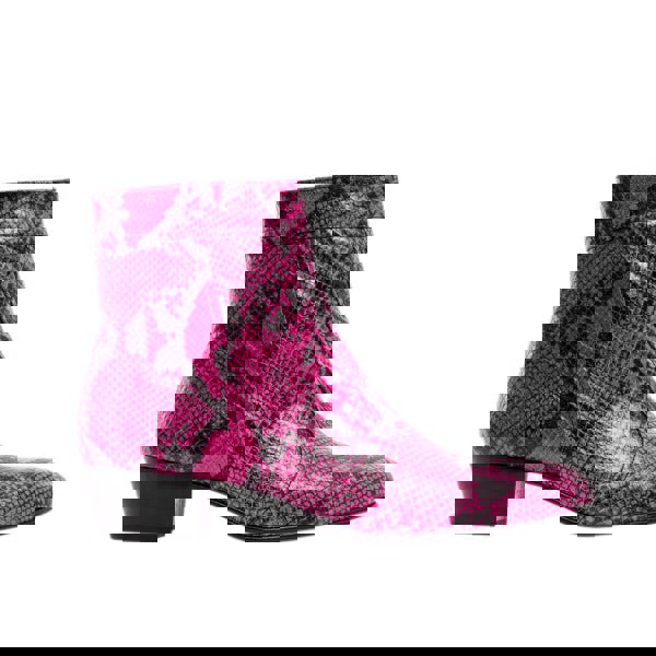 Club Cubano EMMANUEL Mens Snakeprint Leather Cuban Heel Boots Neon Magenta