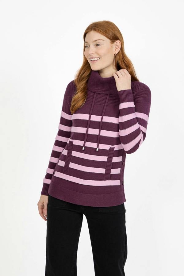 Mudflower Stripe Knit Cowl Neck Jumper