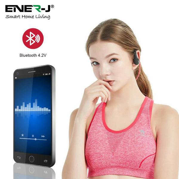 ENER-J Wireless Bluetooth Sports Earbuds, CVC 6.0 Noise Reduction, Built-In Mic, 4 Hour Playtime, IPX4 Waterproof, Power Display