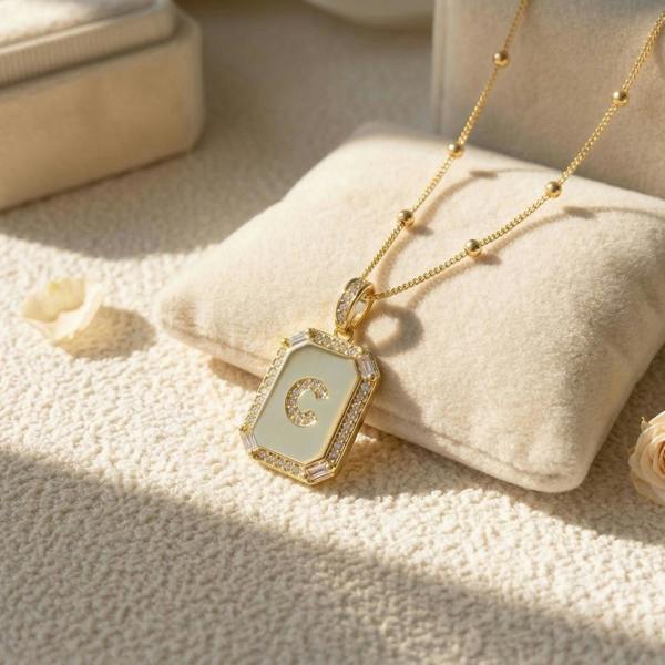 Harfi Gold Plated Personalised Initial CZ Letter Necklace