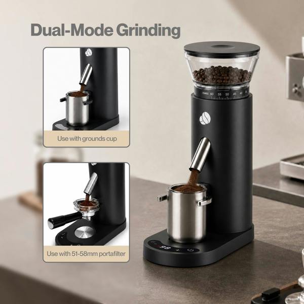 Spector Coffee Grinder 60-Setting Portable USB Rechargeable Burr Grinder Black