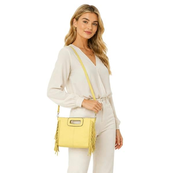 Kitise Bohemian Fringe Tassel Cutout Crossbody Shoulder Tote Bag