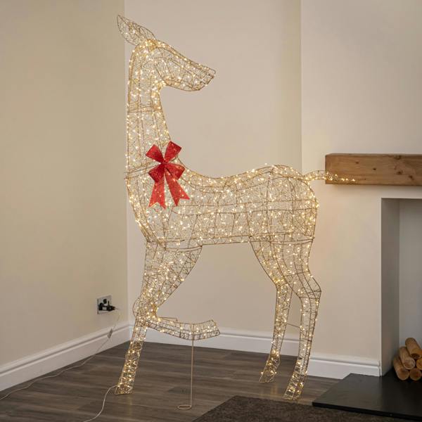 Samuel Alexander 1.75m Light up Gold Twist Christmas Reindeer 880 Warm White LEDs