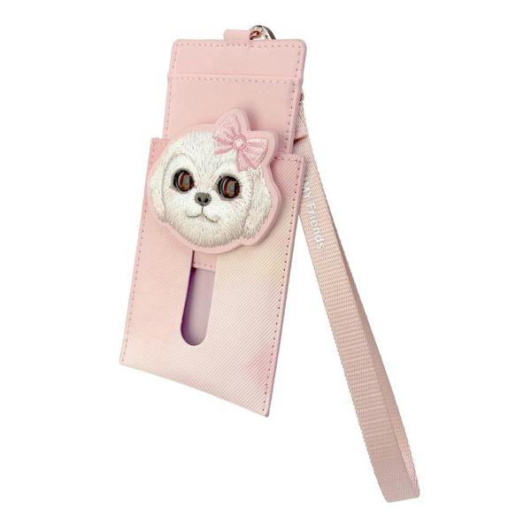 Nimmy Friends Nimmy Big Eye Cute Pet Bischon Fraise Dog  Face Card Sleeve Holder Pink - N-XDY-KT-02-A