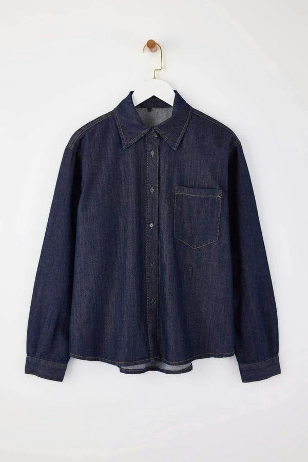 WOVCOR Button Detail Cotton Denim Shirt