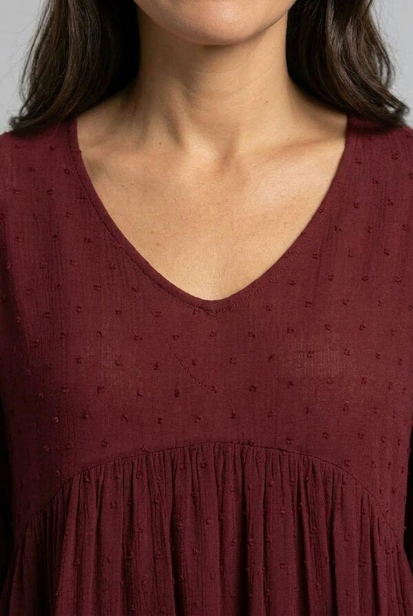 Izabel London Textured Long Sleeve Ruched Blouse