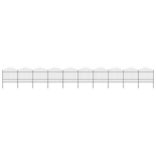 Berkfield Garden Fence with Spear Top Steel (1.5-1.75)x17 m Black