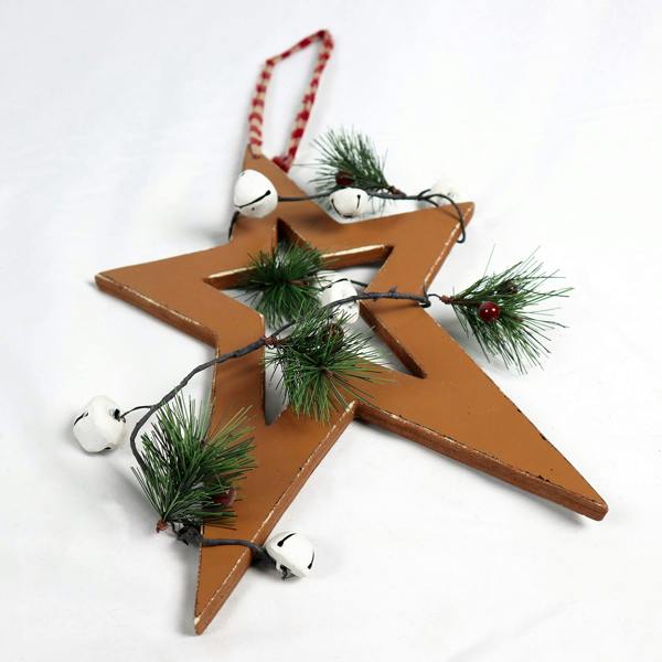 25cm Wooden Hanging Star Decoration in Light Brown for Christmas Home Decor image 8