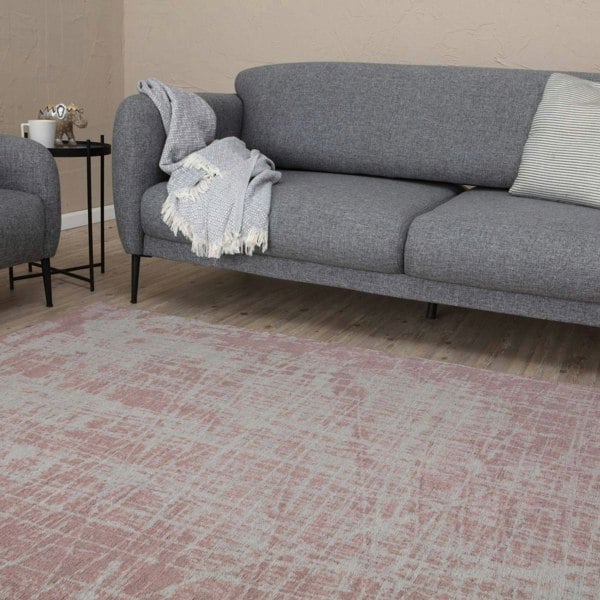 Machine Washable Flatweave Rug in Pink
