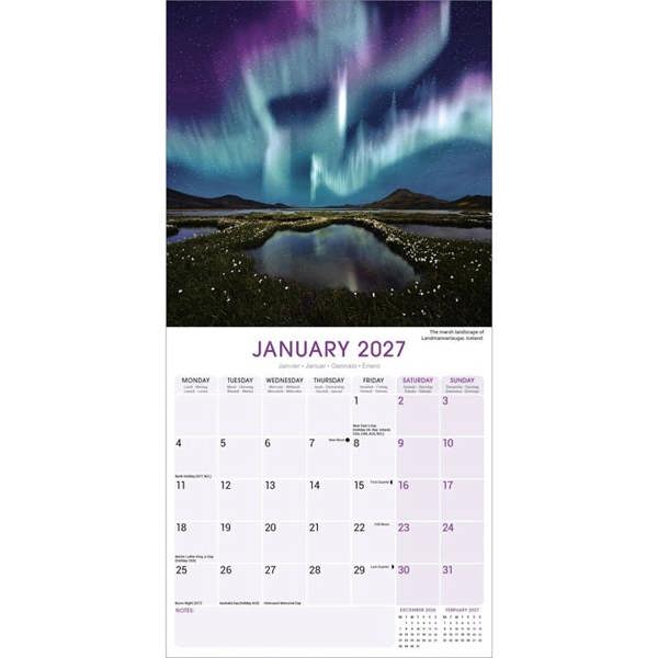 Natural Elements Northern Lights Calendar 2027, Wall Calendars, Month To View, Natural World, Gift