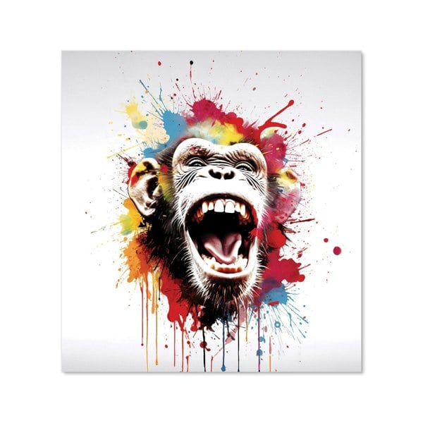 Warren Reed - Designer Coloured Splashart Crazy Monkey Face Kitchen Splashback