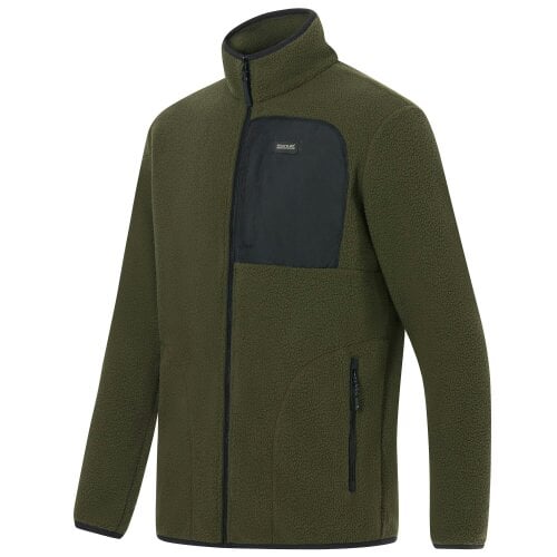 Regatta Mens Frankie Borg Fleece Jacket - Dark Khaki/Black