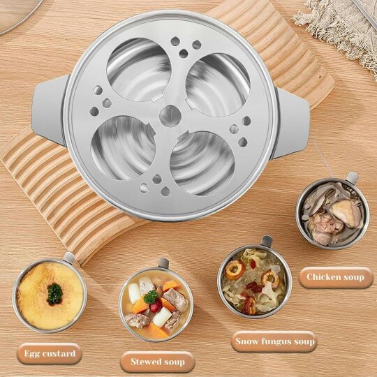 Havendro Stainless Steel Poached Egg Maker Pot Egg Poacher with 4x Bowls