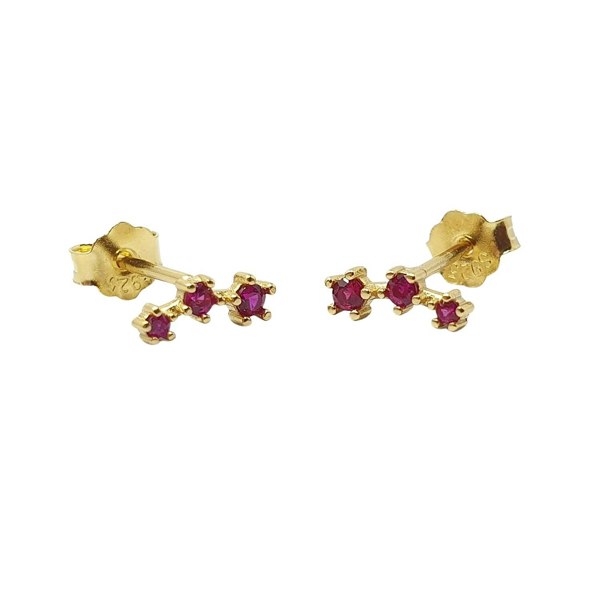 Minimalist Ruby July Birthstone Climber Stud Earrings