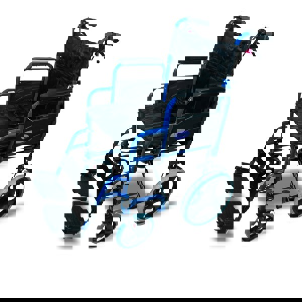 Aidapt Deluxe Attendant Propelled Steel Wheelchair Blue