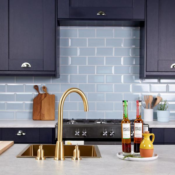 Flode Narvik | Dual Lever 3 Hole Kitchen Tap | Brushed Brass Finish