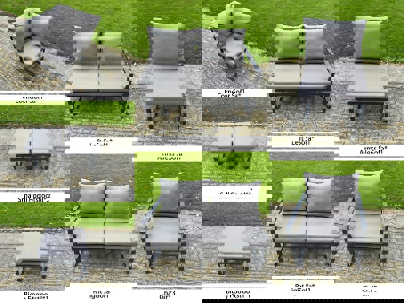 Fimous 12 Seater Aluminium Garden Furniture Set with Adjustable Rising Dining Table, Corner Sofa, 3 Footstools, 3 Chairs - Grey