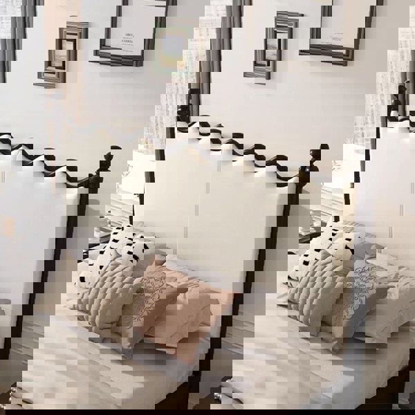 Roberta King Size / Super King Bed, Cream & Black-Weilai Concept-Weilai Concept