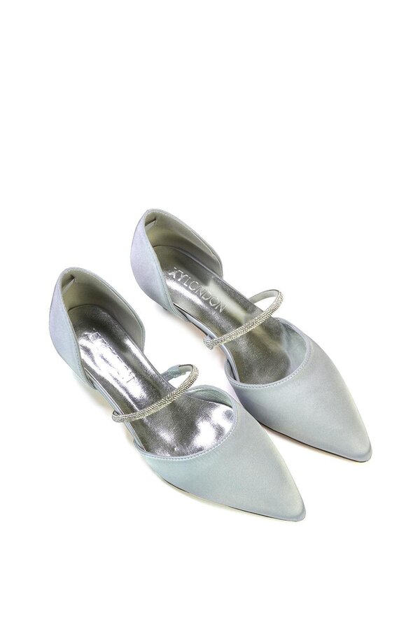 XY LONDON Diamante Strap Kitten Heel Pointed Toe Court Shoes