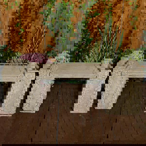 Daisy Design Stone Cast Garden Bench 