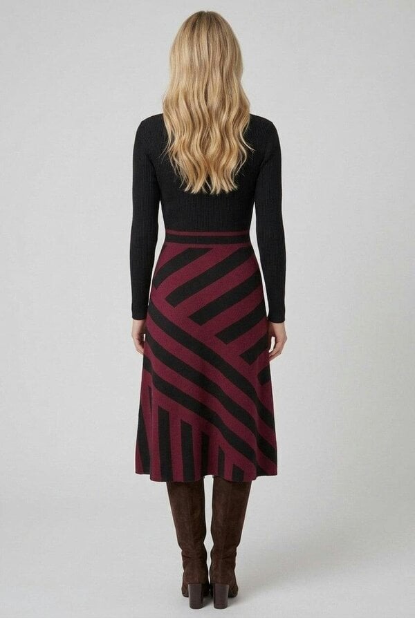Izabel London Geo Print High Neck Jumper Midi Dress